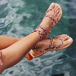 NWOB never worn soludos braided lace up sandals